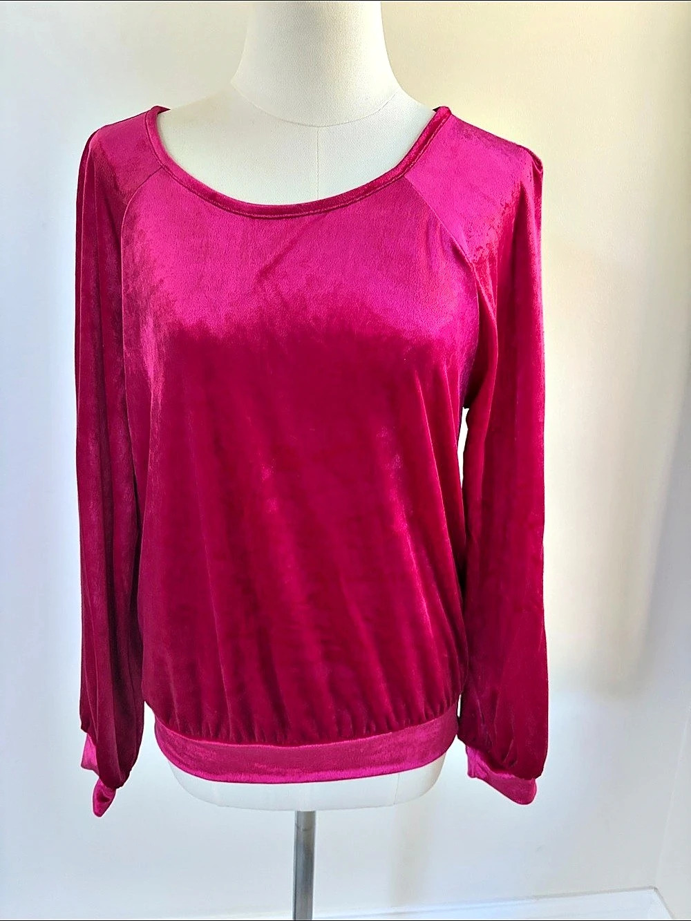 Maeve by Anthropologie Long Sleeve Velour Top in Pink Size Small Like New